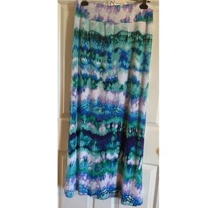Blue Water Color Maxi Skirt